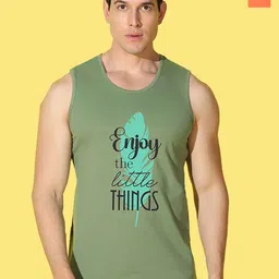 WOOSTRO Pack Of 2 Printed Combed Cotton Gym Vests -VWS26(ALONE ORANGE)(ENJOY LGTGREEN)-image-69