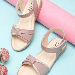 Tiny Bugs Girls Embellished Velcro Open Toe Flats-46