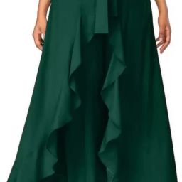 Women Relaxed Green Crepe Trousers-image-27
