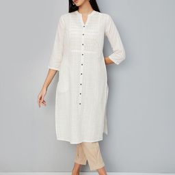 max Women Geometric Checked Thread Work Kurta-84