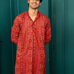 Shasak Men Ethnic Motifs Printed Thread Work Kurta-picture-18