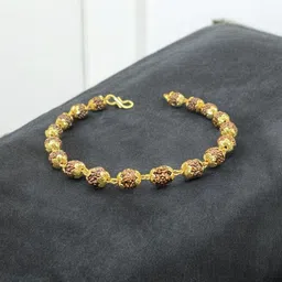 AAGAM Men Gold-Plated Rudraksh Beaded Link Bracelet-43