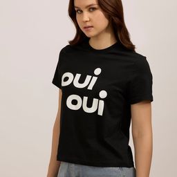 Outzidr Typography Printed Round Neck Applique Cotton T-shirt-picture-38