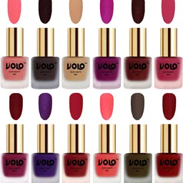 VOLO Set Of 12 Velvet Matte Nail Polish - 8 ml Each -Wine-Magenta-Red-Purple-Neon-Olive-10