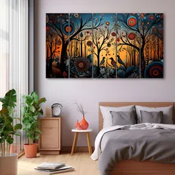 The Castle Decor Green & Black 5 Piece Wood Other Wall Paintings-image-94