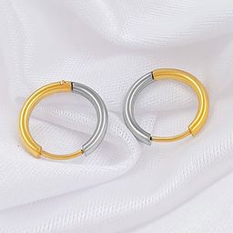 Saizen Stainless Steel Gold-Plated Circular Shaped Hoop Earrings-image-75