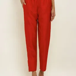 FLOREOS Women Textured Embroidered Comfort Easy Wash Trousers-picture-3