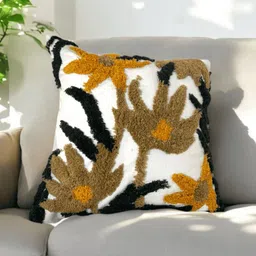 LUSHLYF White & Brown Set of 4 Quirky Square Cushion Covers image 5