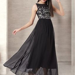 Miss Chase Women Embroidered Georgette Fit and Flare Maxi Dress-image-27