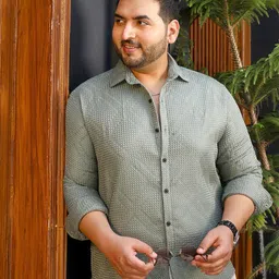 Instafab Plus Men Comfort Textured Casual Shirt-image-47