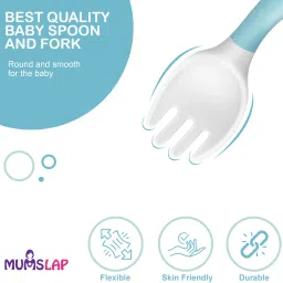 mumslap Baby Fork and Spoon Set for Feeding - SkyBlue- Food Grade PP, BPA & Phthalates Free for 6months+ babies image 2