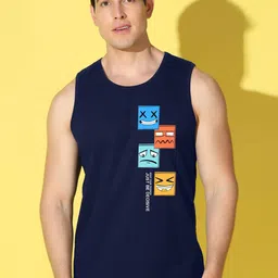 SLOWLORIS Printed Super Combed Cotton Gym Vest VSL26 JUST NAVY-image-54