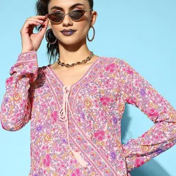 Berrylush Floral Print Wrap Top-image-61