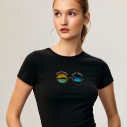 DressBerry Women Bio Finish Graphic Printed Round Neck Cotton Slim Fit T-shirt-image-40