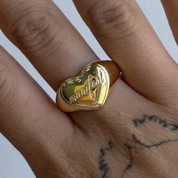 Arzonai Manifest Written Golden Chunky Metal Ring-image-44