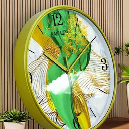 RANDOM Green & White Printed Contemporary Round Analogue Wall Clock-image-37