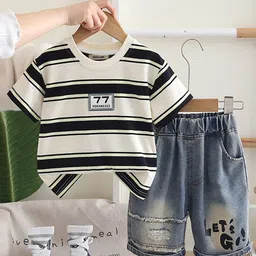 INCLUD Boys Striped Short Sleeves T-shirt With Shorts-image-11