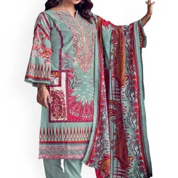 DRAVINAM Trends Embroidered Pure Cotton Unstitched Dress Material-image-48