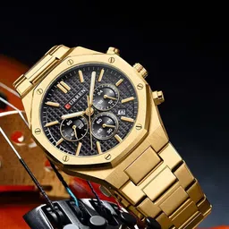Curren Men Brass Dial & Stainless Steel Straps Analogue Watch-57