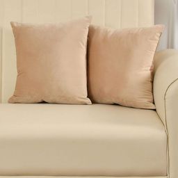 Shadowkart Beige 2 Pieces Velvet Square Cushion Covers-image-20