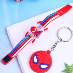 Ascension Set of 2 Sipderman Bracelet Rakhi With Key Chain & Roli Chawal image 2