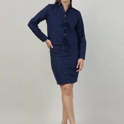 Sands of India Checked Shirt Collar Neck Shirt With Mini Skirt Co-Ords-picture-31