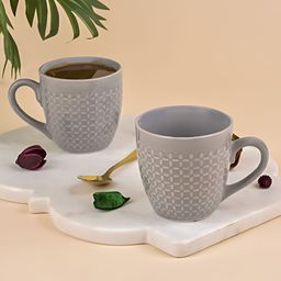 Storepedia Grey Textured Ceramic Matte Cups Set of Cups and Mugs-57