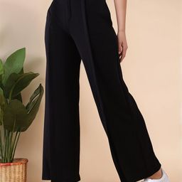 Mast & Harbour Women Flared High-Rise Easy Wash Trousers-picture-43