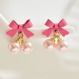 VAGHBHATTGold-Plated Pearls Studded Bow Shaped Studs-25