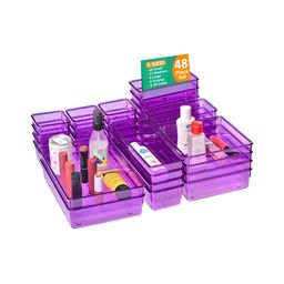 Aura Purple & Transparent 48 Pieces Acrylic Makeup Organisers-17