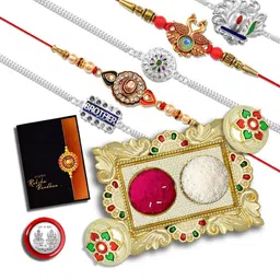 DeoDap Multi Pooja Thali Rakhi Gift Set-image-43