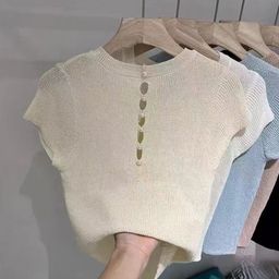 KPOP Cut Out Round Neck Short Sleeves Top-image-71