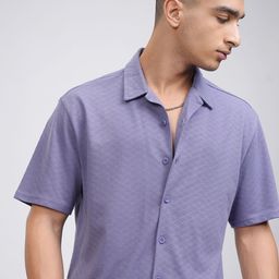 HIGHLANDER Men Cuban Collar Textured Cotton Casual Shirt-image-35