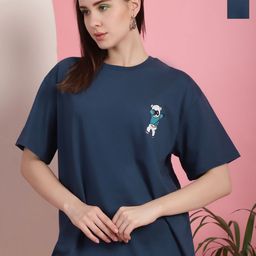 Tromko Women Pack of 2 Graphic Printed Round Neck Cotton Oversized T-shirts-picture-40