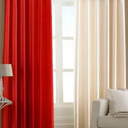 BELLA TRUE Red & Cream 2 Pieces Black Out Door Curtains-image-85
