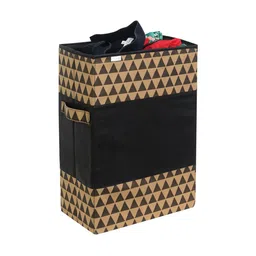 prettykrafts Beige & Black Foldable Large Laundry Bag-15