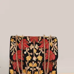 VELUCIA Floral Embellished Bucket Sling Bag With Quilted-47