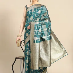 Mitera Woven Design Zari Organza Banarasi Saree-37