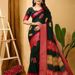 KALINI Floral Zari Silk Blend Saree-image-86