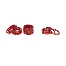 1ST TIME Set Of 12 Red Alloy Artificial Stones & Beads Antique Bangles-picture-44