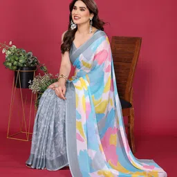 ROOP SUNDARI SAREES Floral Printed Half and Half Saree-image-22