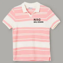Fame Forever by Lifestyle Boys Striped Polo Collar Applique T-shirt-image-32
