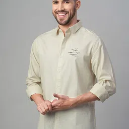 Mast & Harbour Spread Collar Long Sleeves Linen Relaxed Fit Shirt-image-50