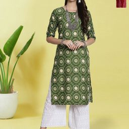 HERE&NOW Selection Of 2 Geometric Printed Round Neck Straight Kurtas-2