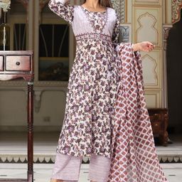 RAINDROP Women Printed Straight Kurta Set-74