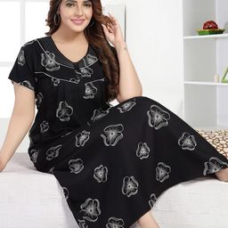 LIFE-TALE Women Black Satin Nightdress-image-82