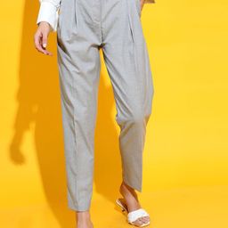 Tokyo Talkies Women Mid-Rise Slim Fit Pleated Trousers-picture-29