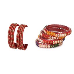 SOMIL Set Of 12 Turquoise Blue Alloy Artificial Stones & Beads Bangles-picture-45