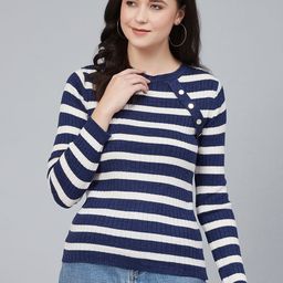 The Roadster Lifestyle Co Striped Pullover Sweaters-image-97