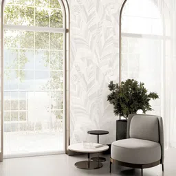 Fedora Wallpapers Ramsey Leaves Grey & White 3D Floral Printed Waterproof Wallpaper-picture-8